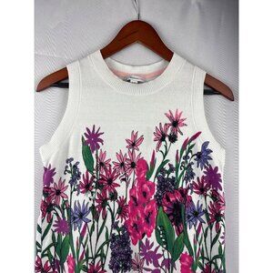 Isaac Mizrahi Live! Womens Floral Sleeveless Cotton Blend Top XXS